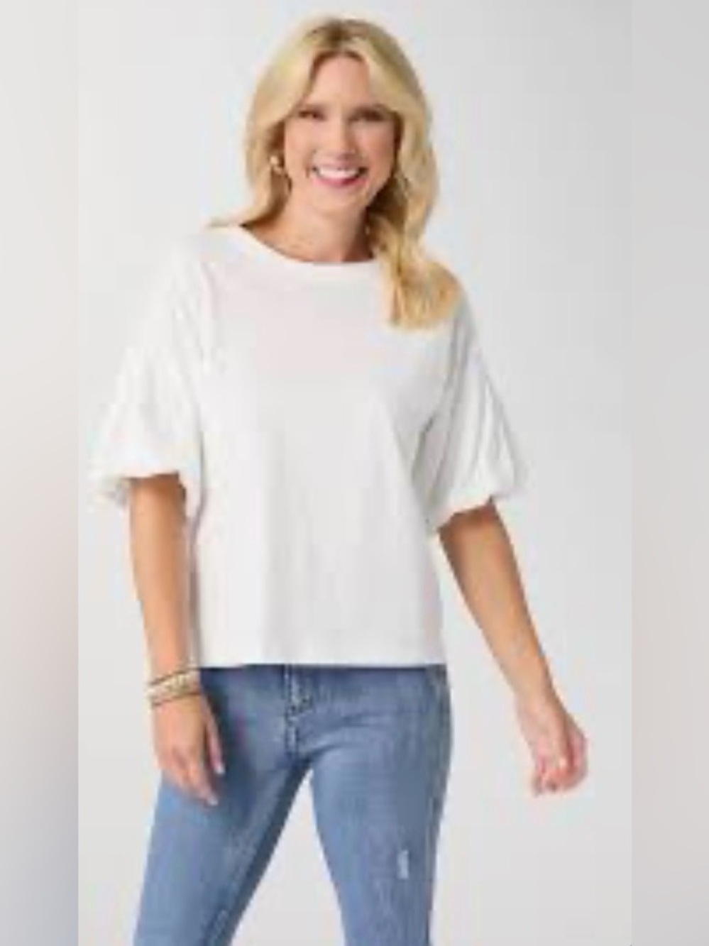 We The Free Women’s Oversized White Short Sleeve Puff-Sleeve Tee Shirt NWT